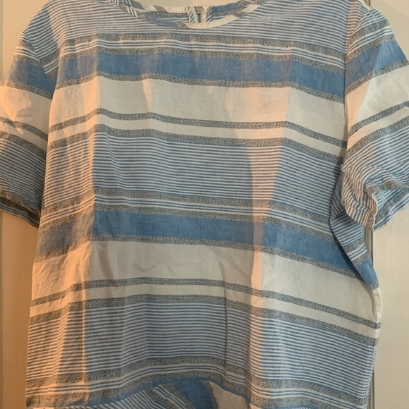 Lou & Grey linen cotton stripe top blues xl - Picture 1 of 3